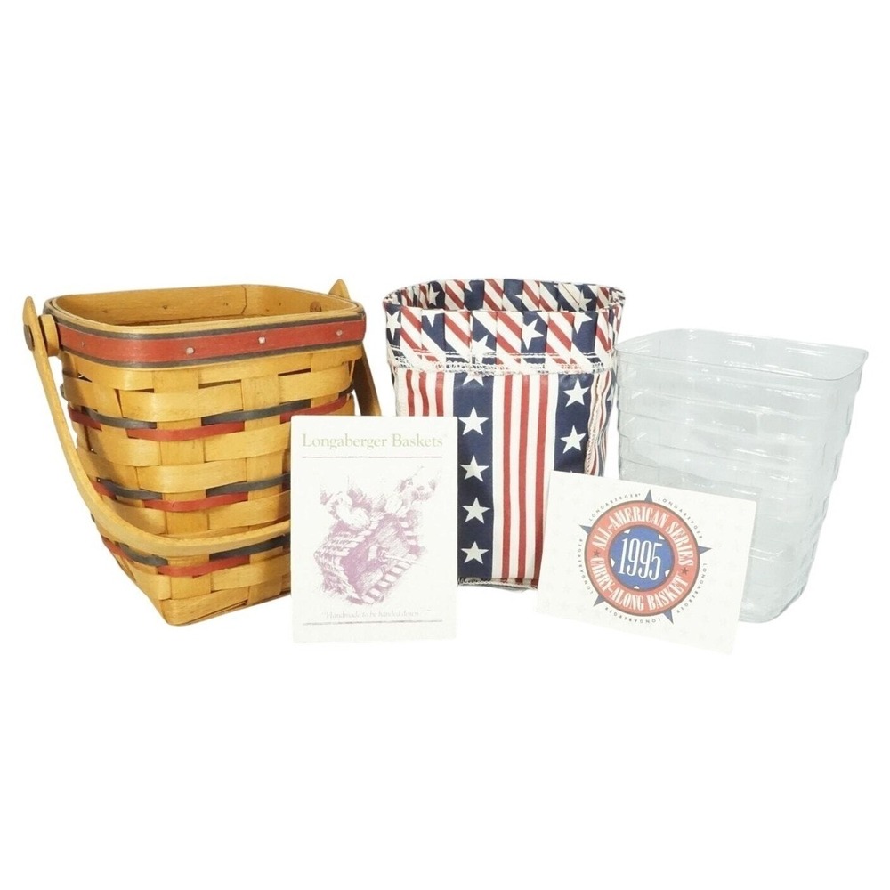 Longaberger Patriotic 1995 Carry-Along All American Basket Combo Liner Protector